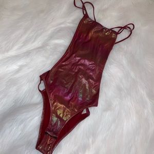 Fashion nova iridescent shiny strappy bodysuit
